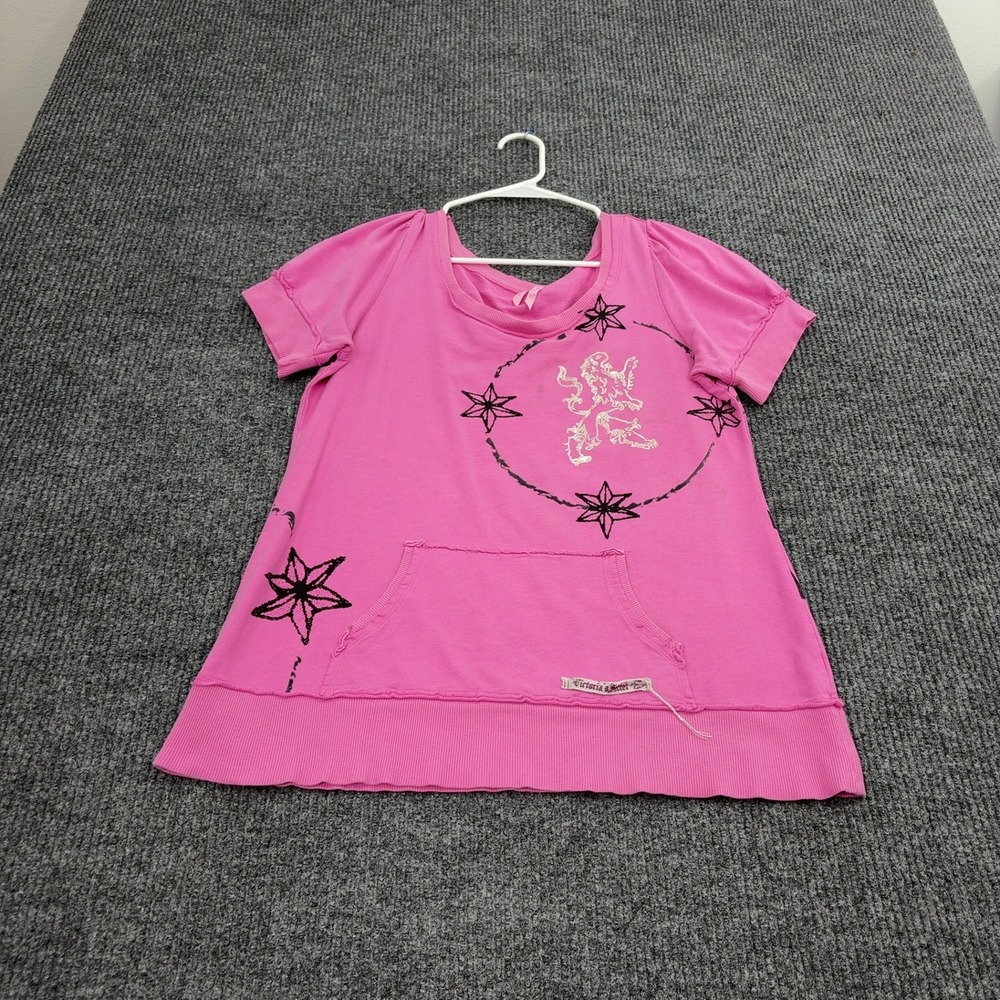 Victorias Secret T Shirt Womens S Pink Cotton Graphic Pocket Y2K Casual